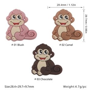 Monkey Silicone Focal Beads |  Animal Focal Bead | Set Of 3